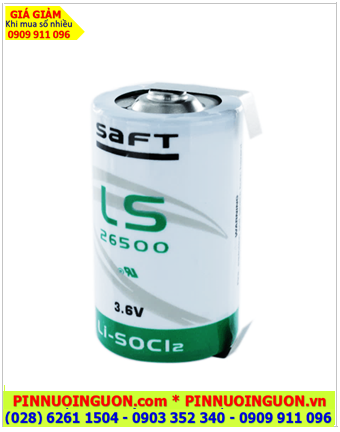 Saft LS26500 (chân thép 2 chấu hàn); Pin nuôi nguồn PLC Saft LS26500 lithium 3.6v C 7700mAh /Xuất xứ Pháp